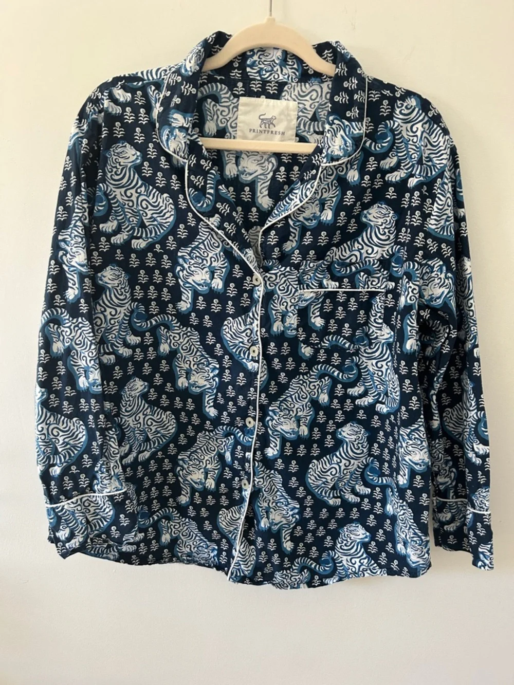 Printfresh Tiger Queen Pajama Top M Navy & White Organic Cotton - Picture 14 of 14